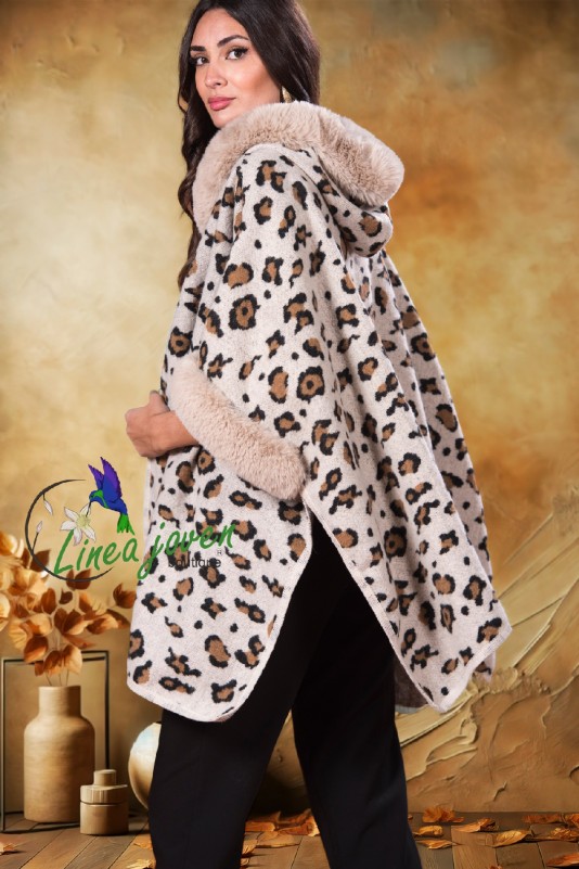 Poncho Leopardo beige marrón