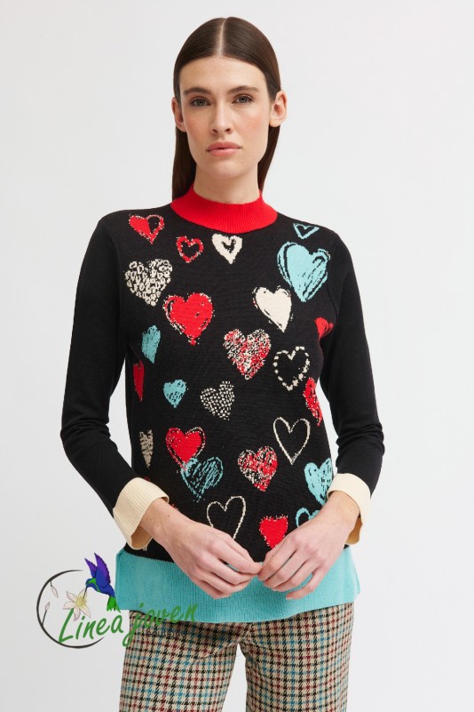 Jersey de punto corazones cuello perkins