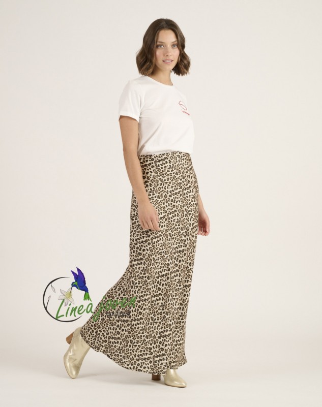 Falda larga animal print leopardo marrón